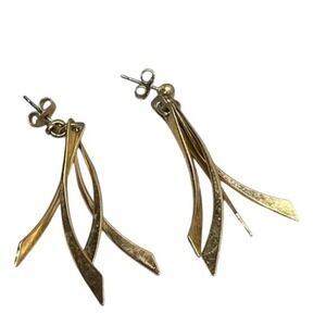 Vintage Avon Gold Tone Dangle Earrings Signed Retro Statement Drop 80s 90s